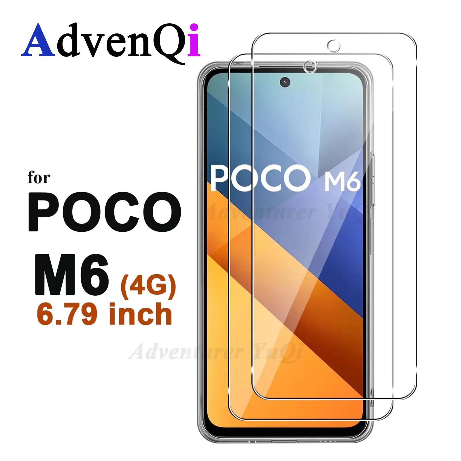 Screen Protector For POCO M6 4G 6.79 inch Tempered Glass HD Crystal High Aluminum 9H Case Friendly