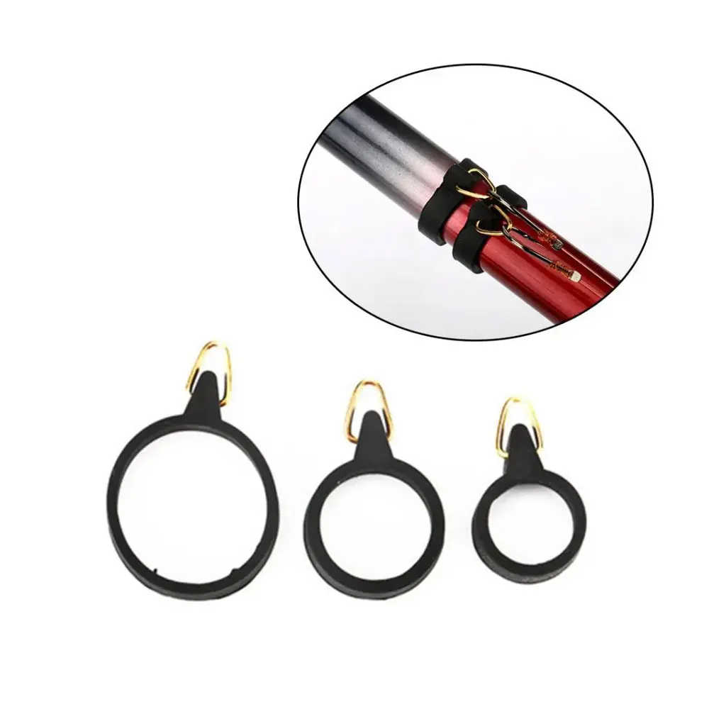 1pc/2pcs Elastic Fishing Rod Hook Keeper Pole Rubber Rings Metal Holders S/M/L Rubber+ Metal Fishing Hook Holders Fishing Tools