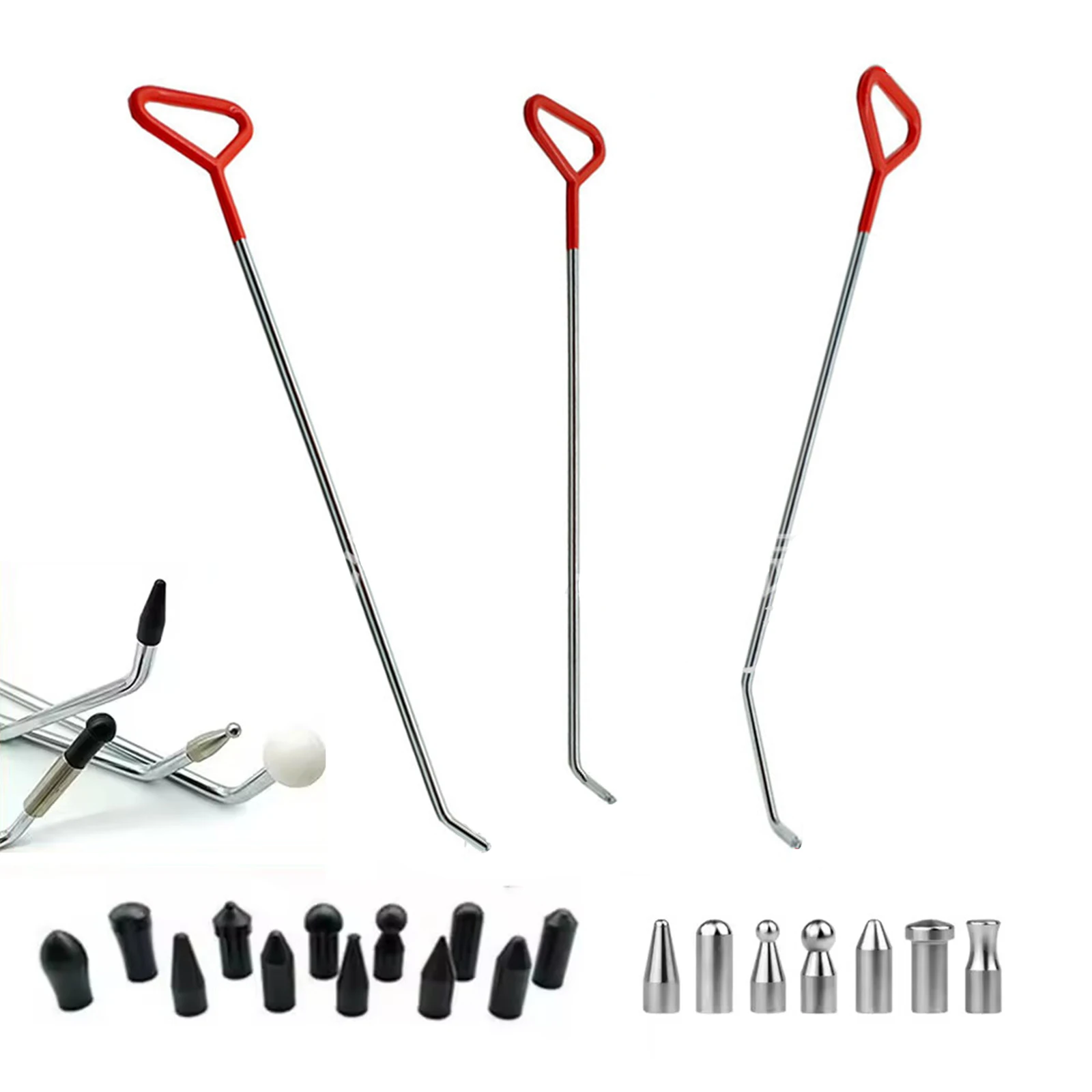 Car Dent Repair Hooks Stainless Steel Push Rods Car Body Dent Removal Crowbar Kit for car Body dents and Hail Damage Removal