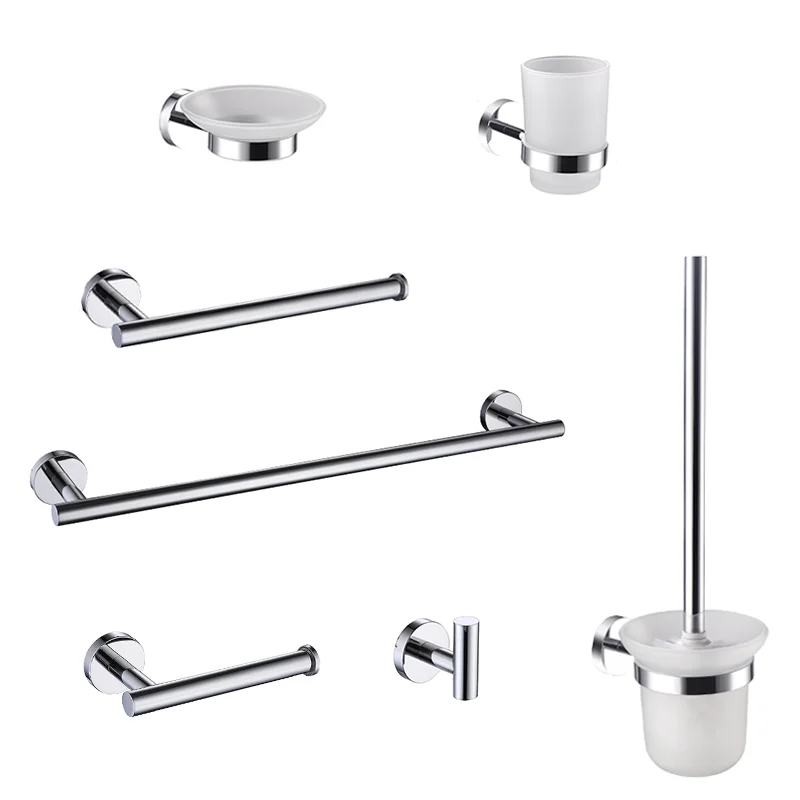 High Quality Glossy Chrome Wall Mount Shelf Toilet Bath Hardware Paper Holder Towel Bar Rack Rail Rod Robe Hook Hanger
