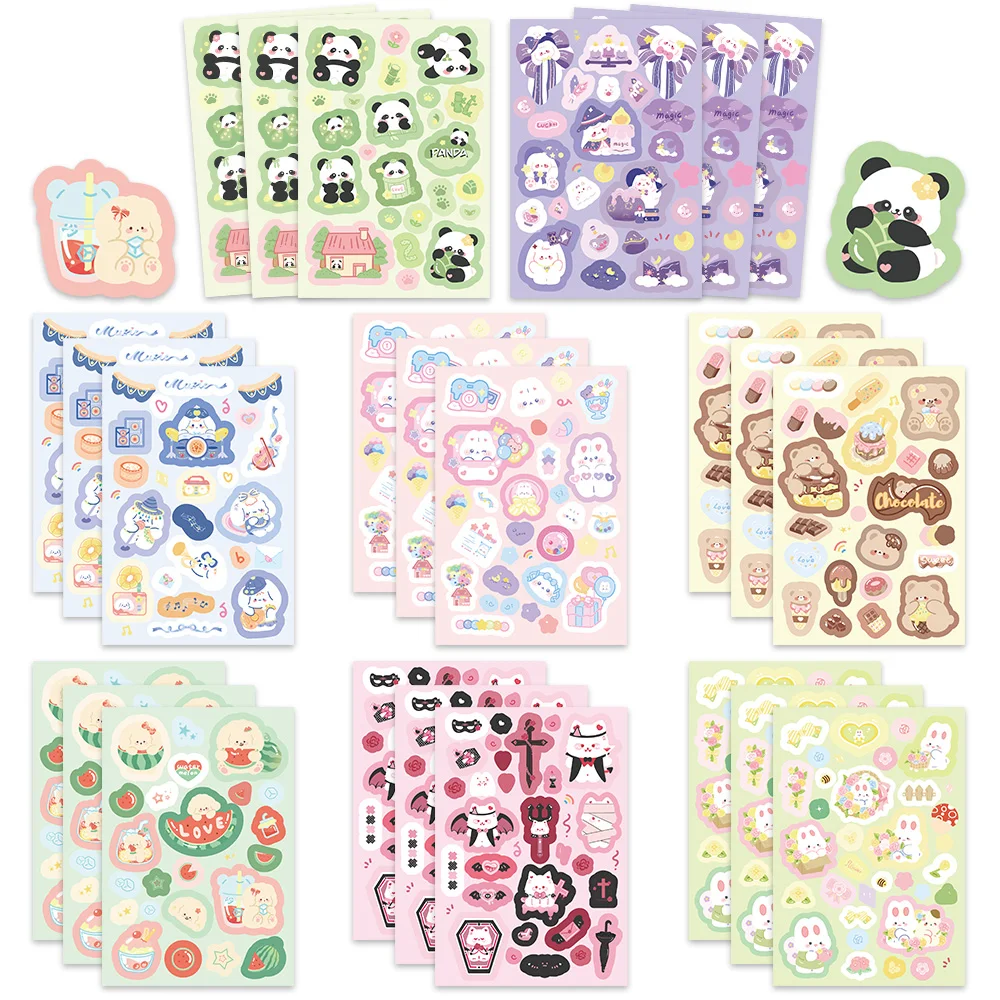 8/16/32Sheets INS Style Cute Animals Cartoon DIY Puzzle Stickers Dress Up Game Face Funny Assemble Stickers Kids Girls Toy Gifts