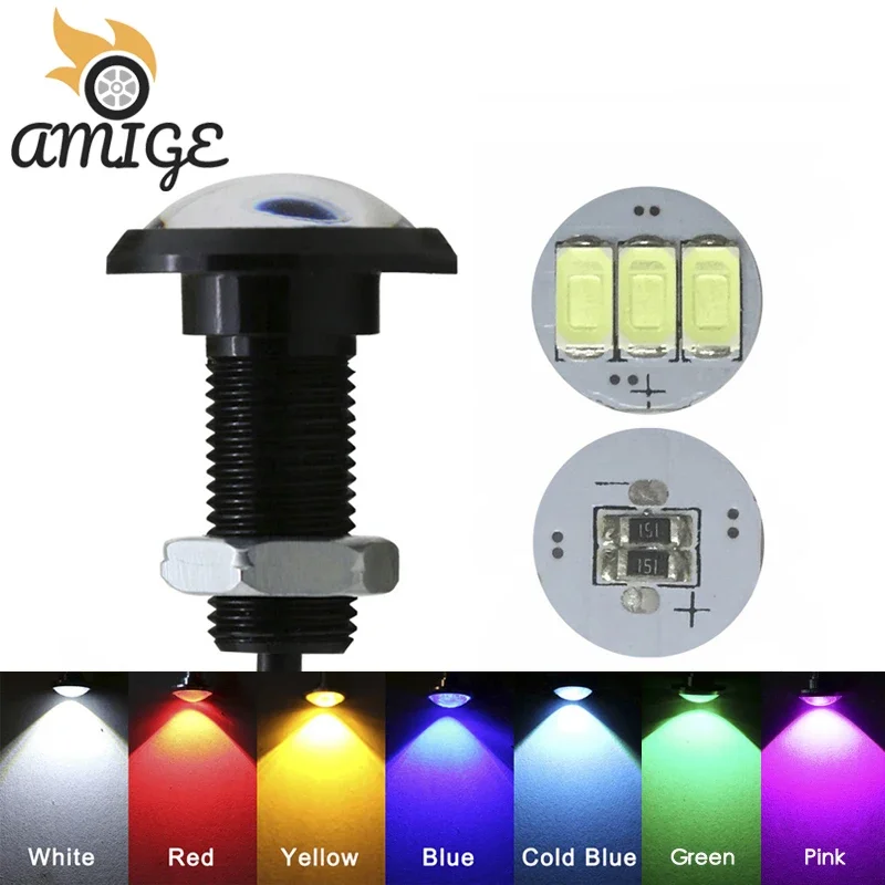 AMIGE 1pcs Eagle Eye LED Car Light Daytime Running Lights DRL For Motorcycle Car Parking Singal Auto Lamps 12v 18mm 23mm