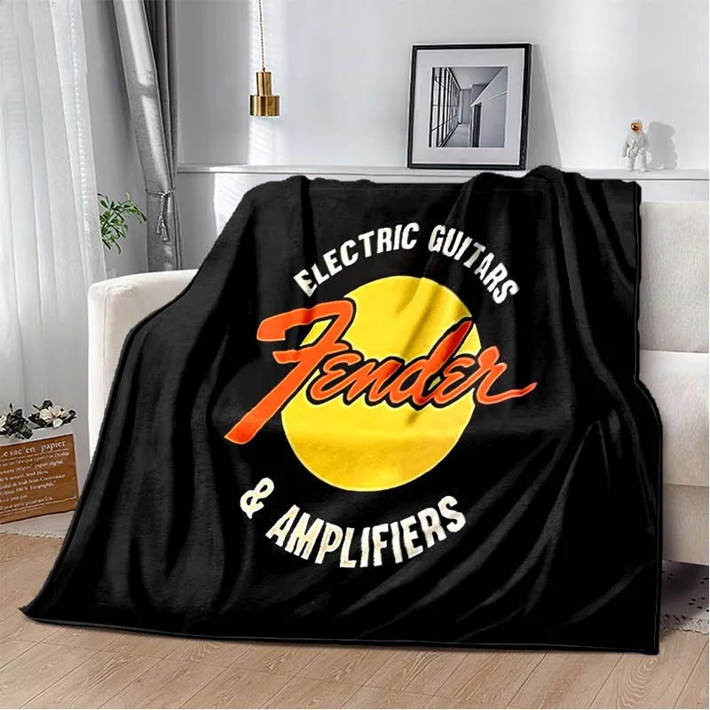 new model Rock Guitar Music Print Flannel Throw Blanket Soft Warm for Sofa Bedroom Studio Home Decoration Gift for Music Fans