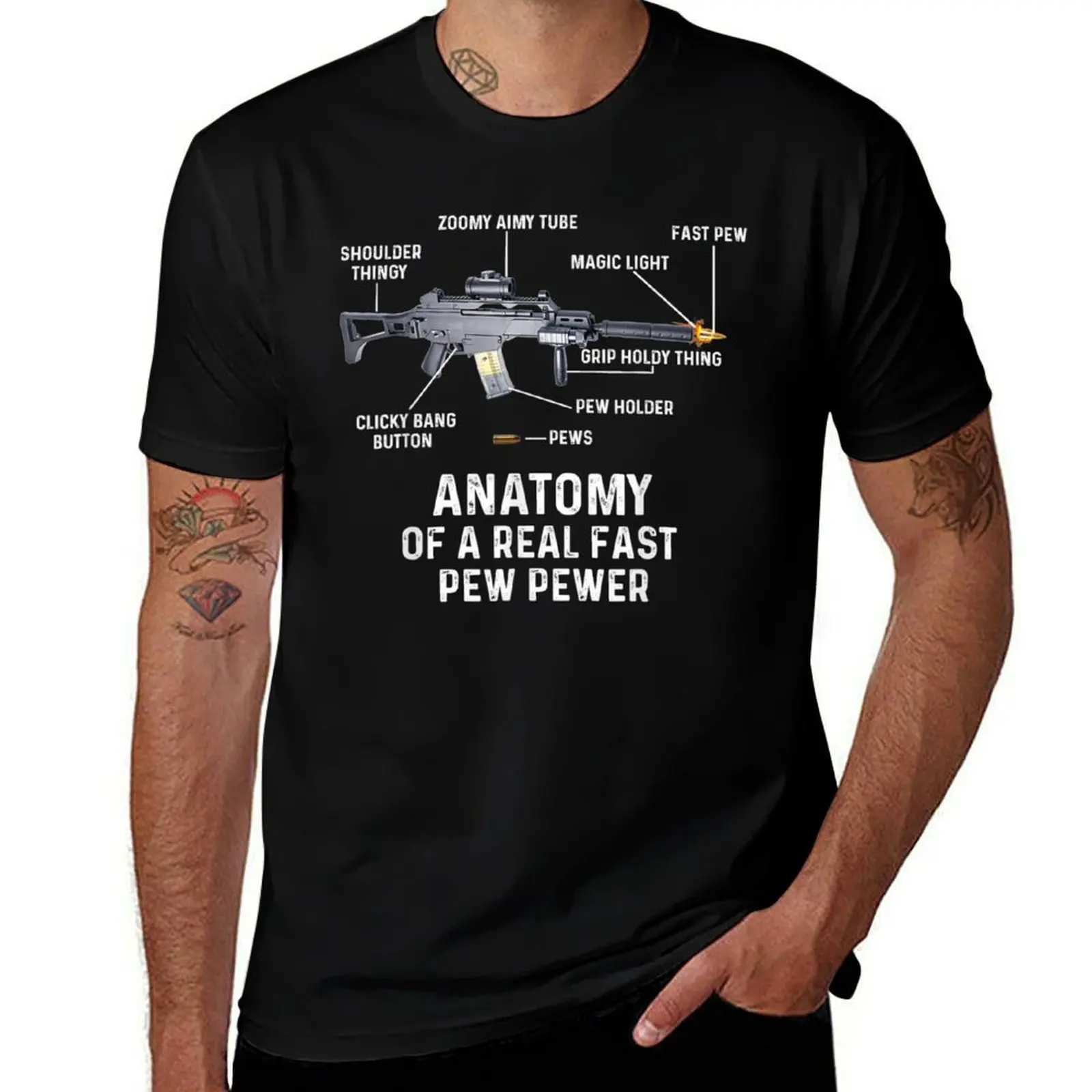Anatomy Of A Real Fast Pew Pewer Rifle Lovers Gift T-Shirt Basic Breathable Solid Color T-Shirt