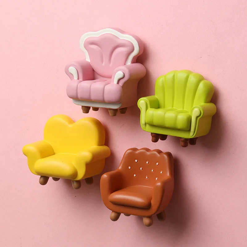 Colorful Sofa Refrigerator Sticker 3D Resin Ornament Magnetic Sticker Magnetic Suction Refrigerator Decoration Cartoon Magnet