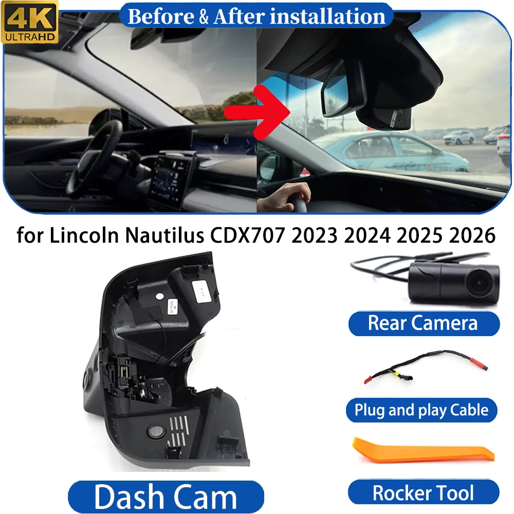 Dash Cam for Lincoln Nautilus CDX707 2023-2026 4K UHD DVR Wifi Camera Video Recorder Driving Recorder Dashboard Night Vision