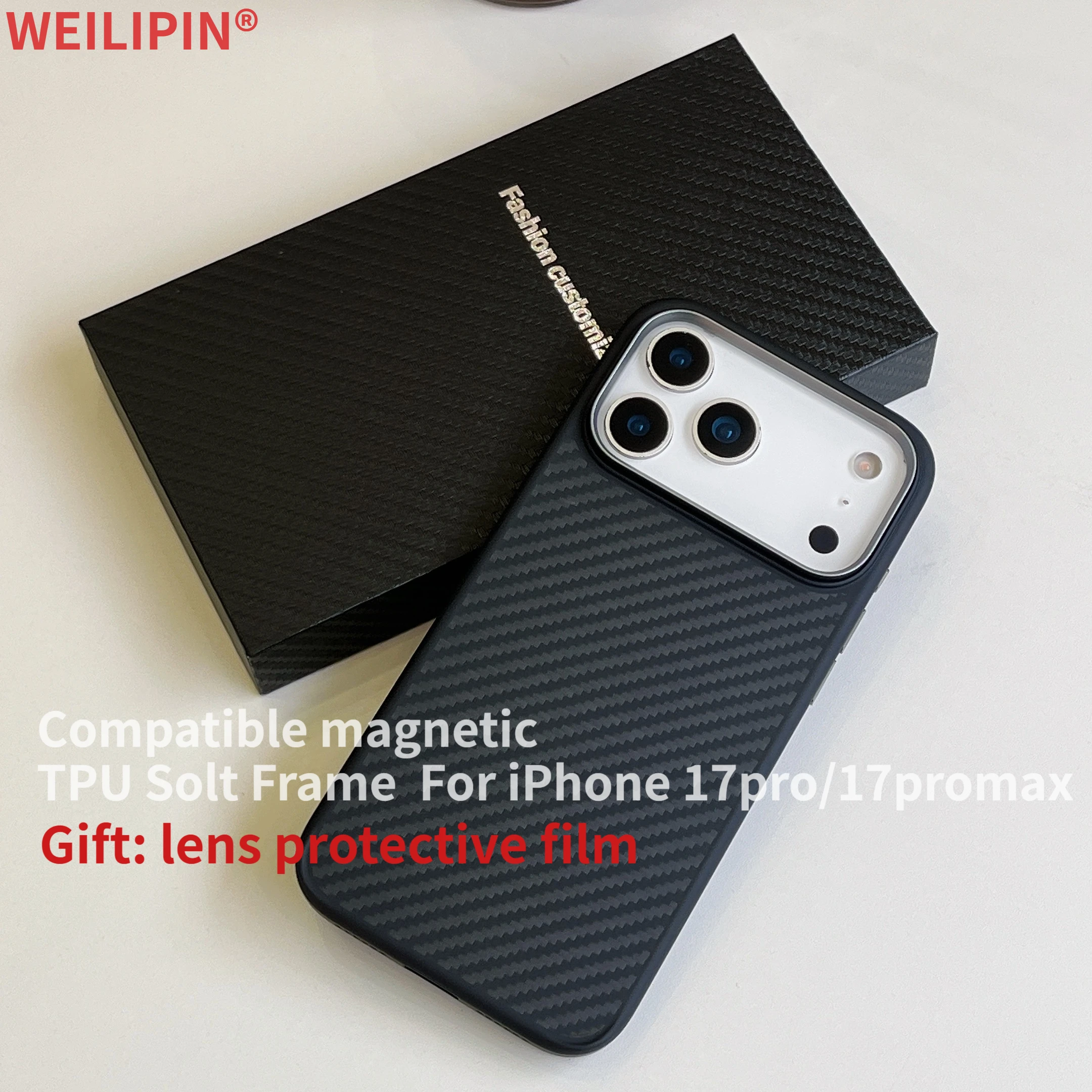 Kevlar carbon fiber magnetic case for iPhone 17 Pro Max / 17 Pro with camera button TPU soft frame aramid fiber cover Magsafe ca