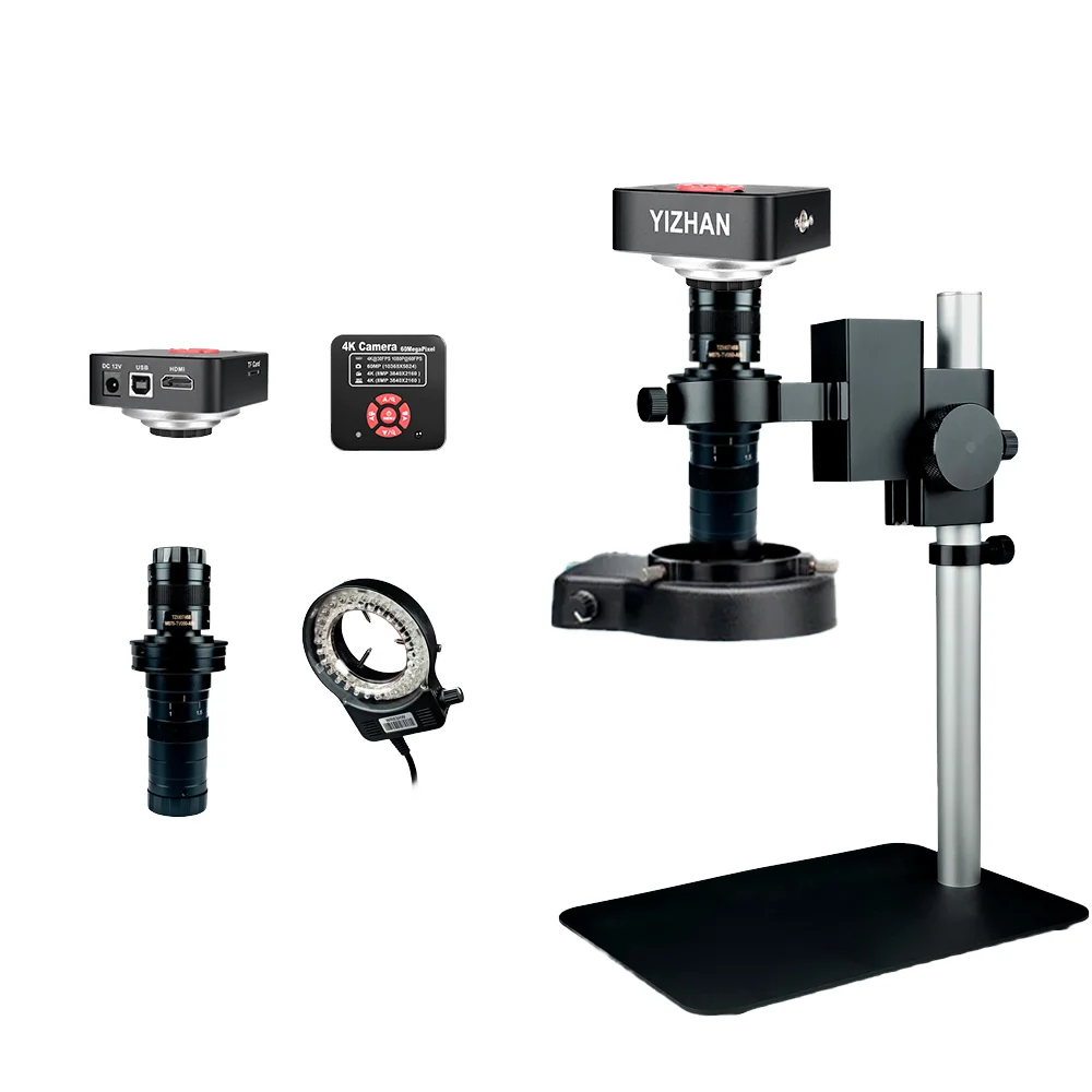 YIZHAN 4K Jewelry Microscope Camera 60MP Lens Ring Light Gem Clarity Grading Tool Gemological Inspection 150X Lens