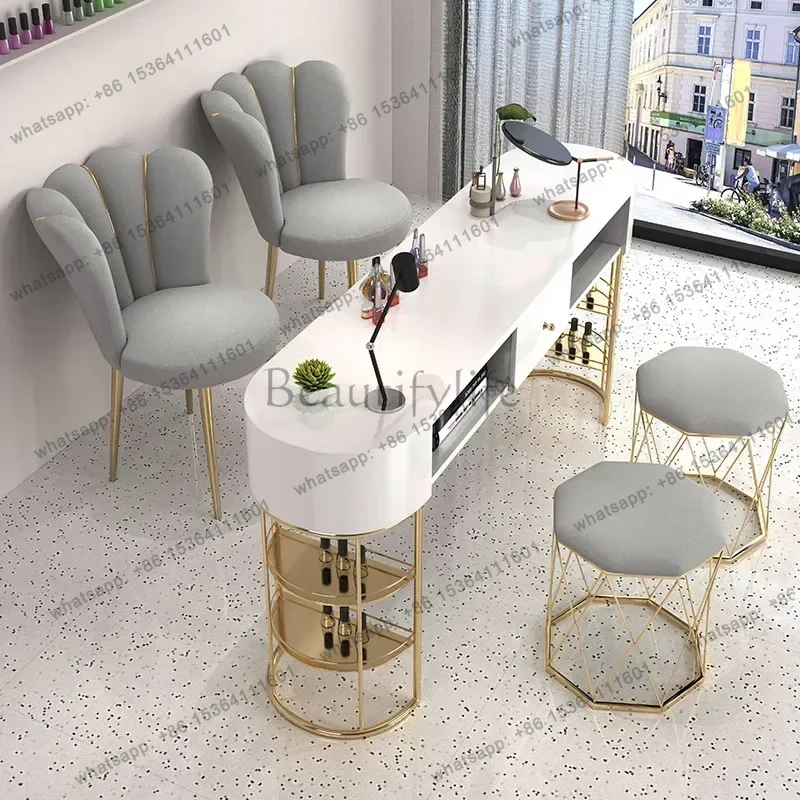 LJY Nail Table With Suction Modern Nordic Professional Nail Table With Vacuum Cleaner Manicure Vanity Makeup Desk Salon Furnitur