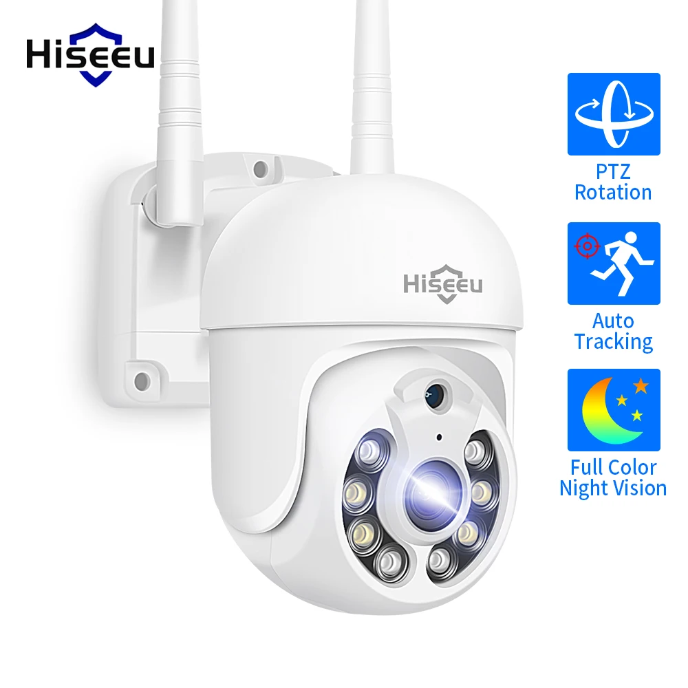 Hiseeu 5MP WIFI Camera Outdoor 5X Digitial Zoom PTZ IP Audio P2P CCTV Surveillance Camera Auto tracking AI Human Detect