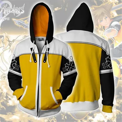Kingdom Hearts 3D Print Zipper Hoodie Anime Game Cosplay Sweatshirt Men Women Harajuku Streetwear Jacket for Halloween