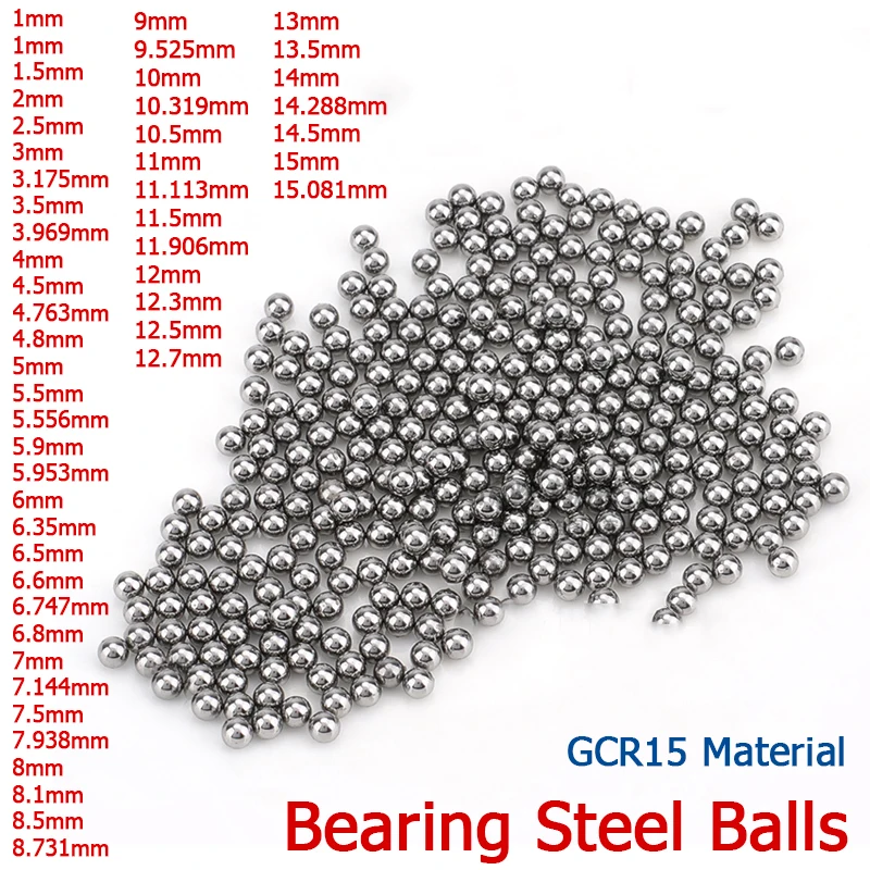10-500pcs 1mm~15.081mm Bearing Steel Balls GCR15 Solid Steel Ball 1.5/2/2.5/3.175/3.969/4/4.5/4.8/7.144/7.938/8/9/10/11~15mm