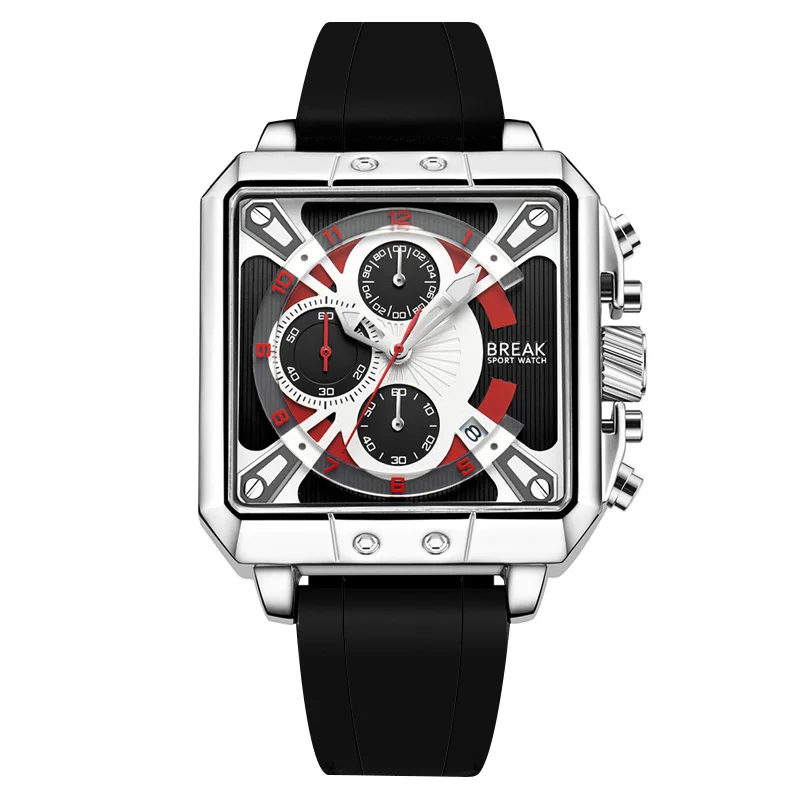 New Luxury Top Brand Chronograph Quartz Watch Men Sport Silicone Rubber Strap Luminous Calendar Gift Casual Wrist Watch