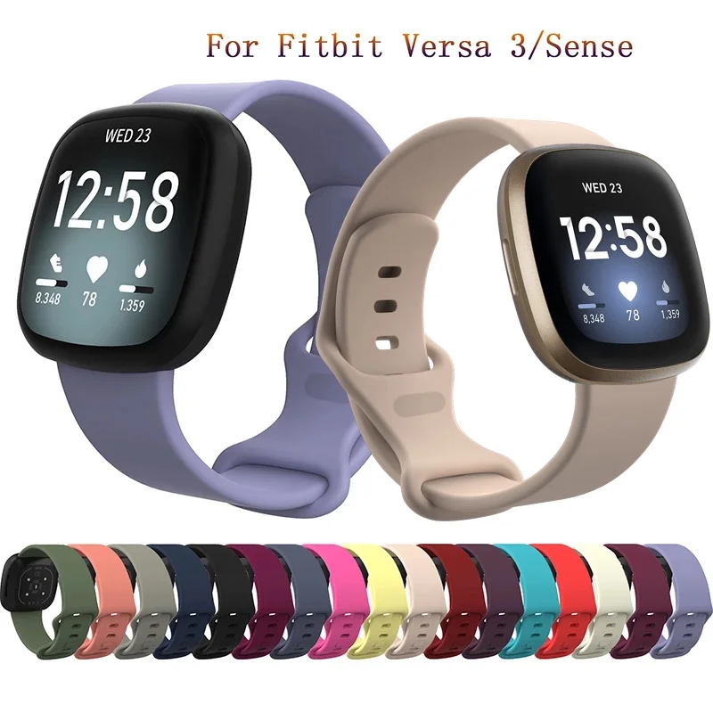 Soft Silicone Watch Band Strap for Fitbit Versa 3 4 Sense 2 Replacement Wristband Bracelet