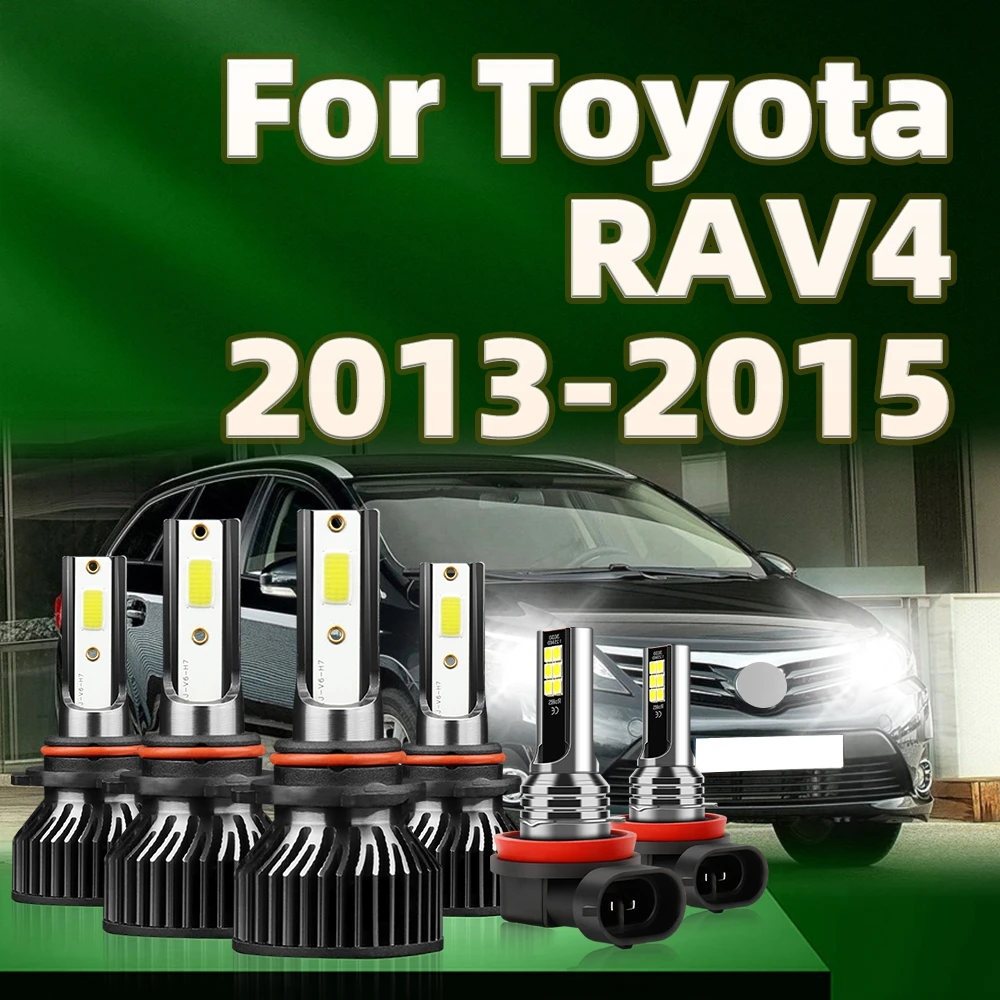 6Pcs 30000LM Led Headlights Turbo 6000K Car Light Fog Lamp Kit Upgrade COB Chip For Toyota RAV4 2013 2014 2015