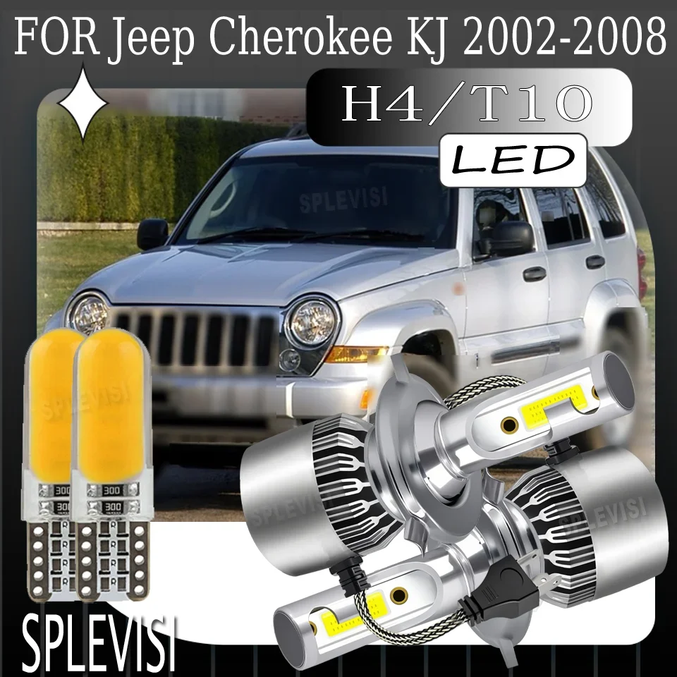 9-16v H4 9003 LED White Headlight Turbo COB Front Light Lamp For Jeep Cherokee KJ 2002 2003 2004 2005 2006 2007 2008