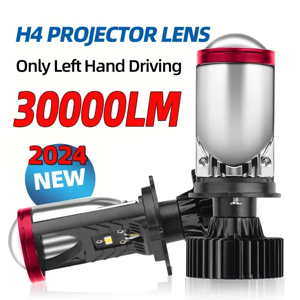 Motorcycle Auto H4 LED Projector Mini Lens 9003 H4 LED Headlight Bulb Kit High Beam Low Beam 6000K Turbo Fan Car Light Lamp