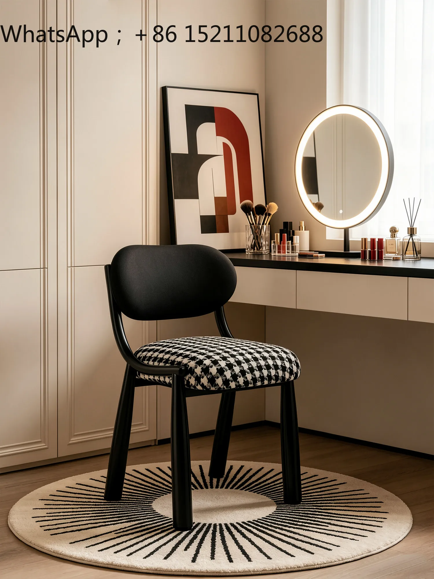 SCY dressing stool girls bedroom dressing table backrest stool light luxury advanced master bedroom makeup chair