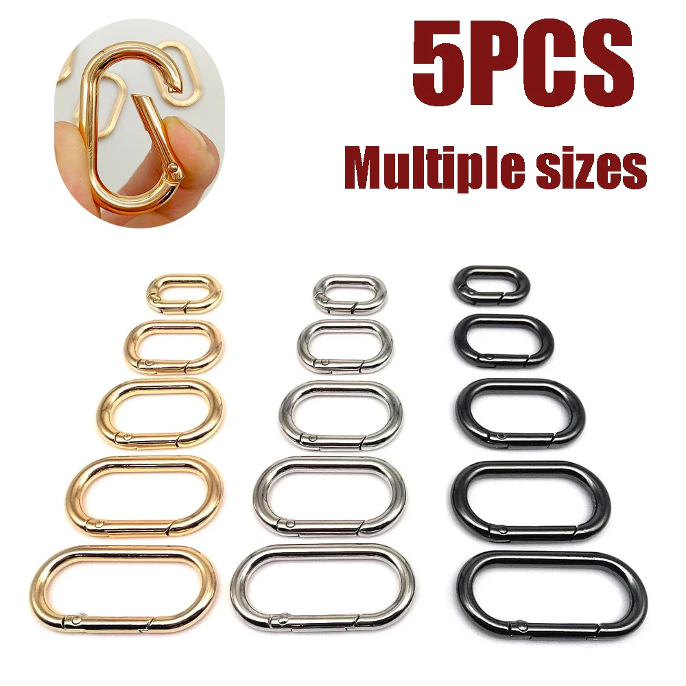 5pcs Oval Spring O Ring Openable Leather Bag Handbag Strap Buckle Connect Keyring Key Dog Chain Snap Clasp DIY Bag Accessories
