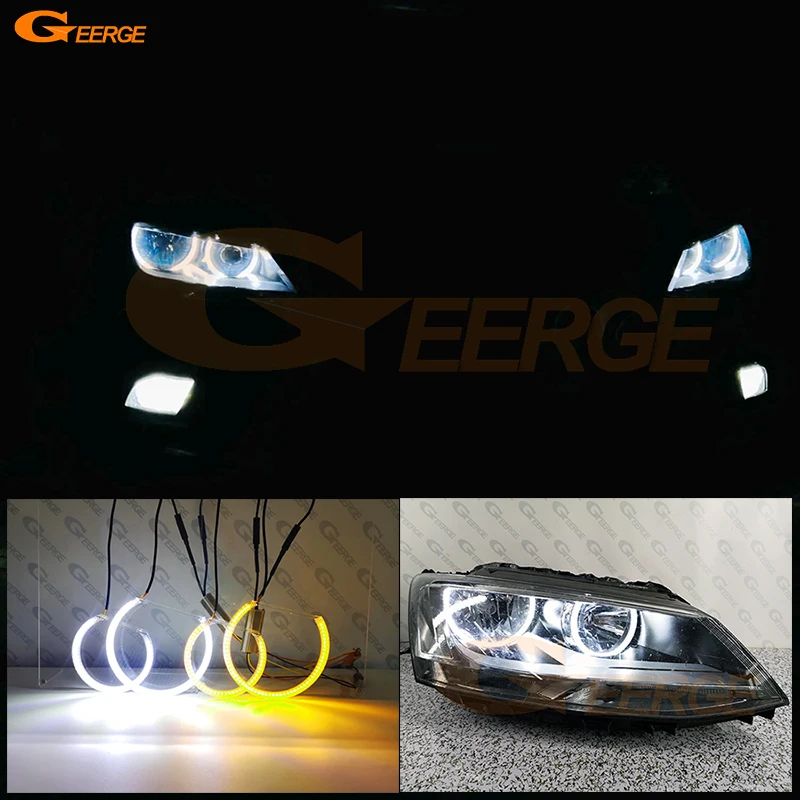 For Volkswagen VW Jetta Sagitar A6 MK6 IV 162 163 2011 - 2019 Ultra Bright Day Light Turn Signal LED Angel Eyes Kit Halo Rings
