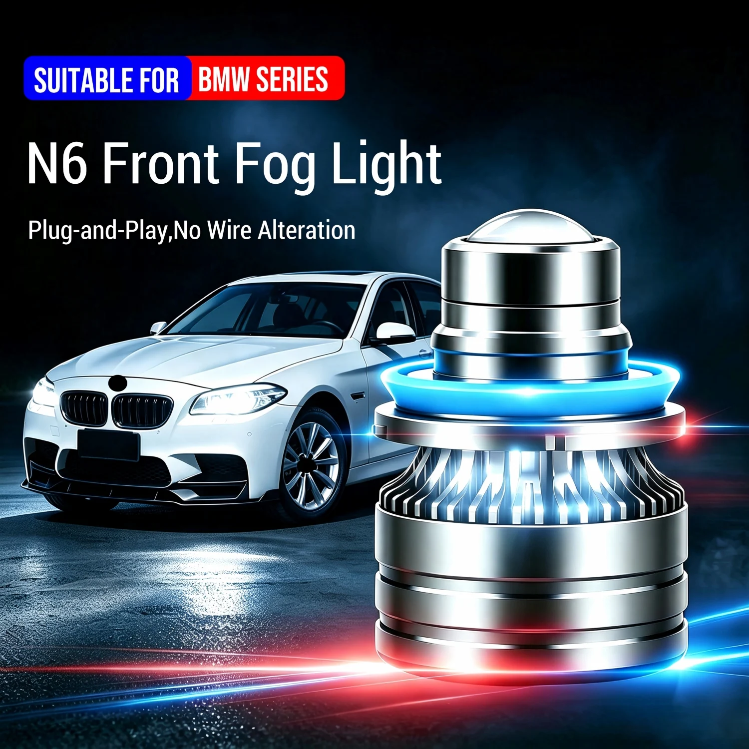 12V Car LED Fog Light Bulb H11 9005 9006 Convex Lens LED Turbo Fog Lamp Headlight For BMW 1 3 5 Series X1 X2 X3 X4 X5 X6 X7