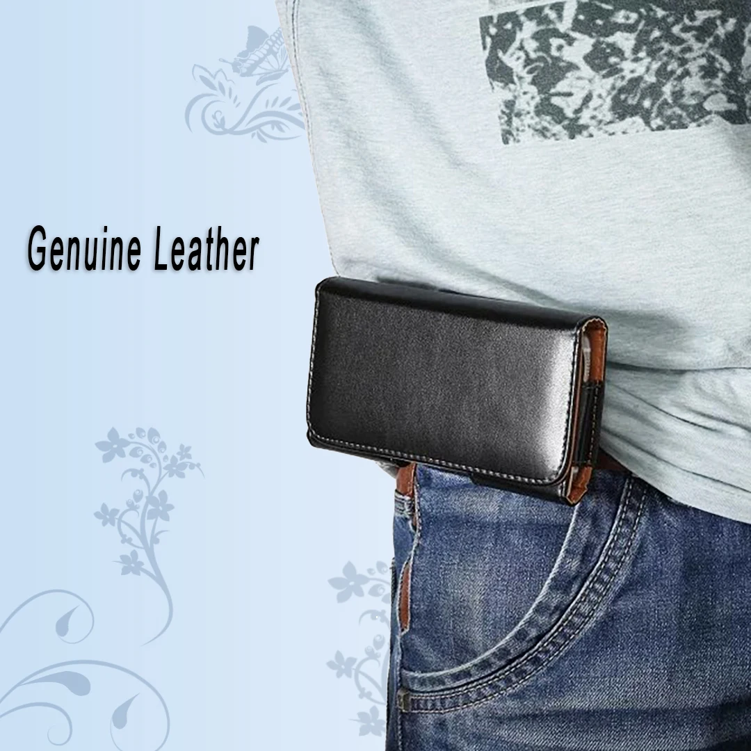 Genuine Leather Belt Clip Phone Case Men Waist Bag For Samsung Galaxy S25 S24 S23 Ultra S22 S21 FE Note 20 10 Plus Holster Pouch