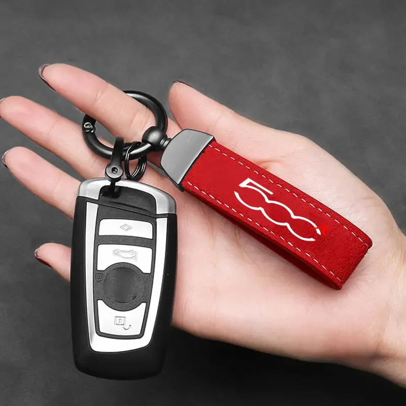 Premium Leather Car Key Pendant Key Ring Decoration Accessory For Abarth 500 595 695 124 Spider 500e