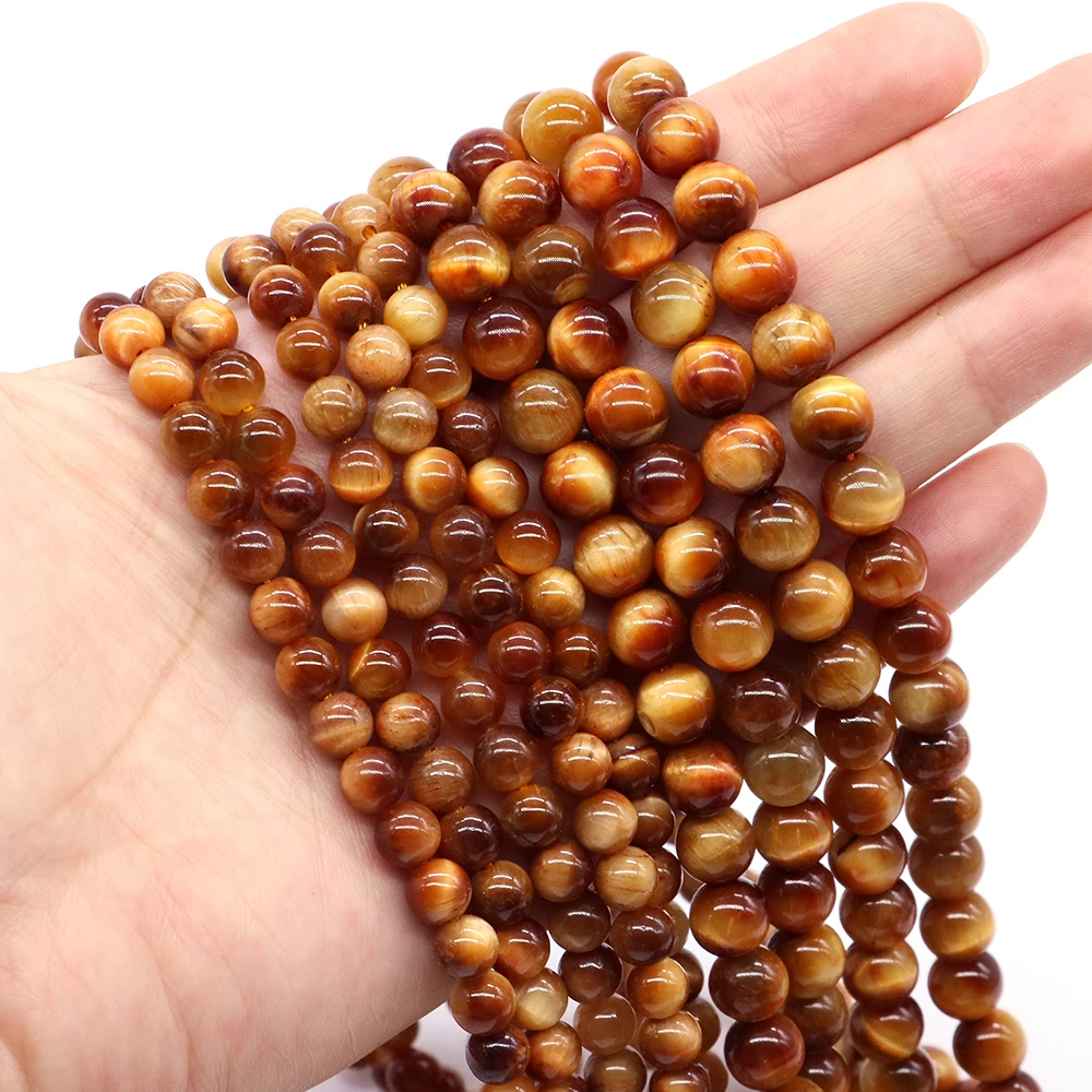 Natural Stone Golden Tiger Eye Bead Irisation Round Loose Spacer Crystal Bead For Jewelry Making Diy Bracelet Necklace Accessory