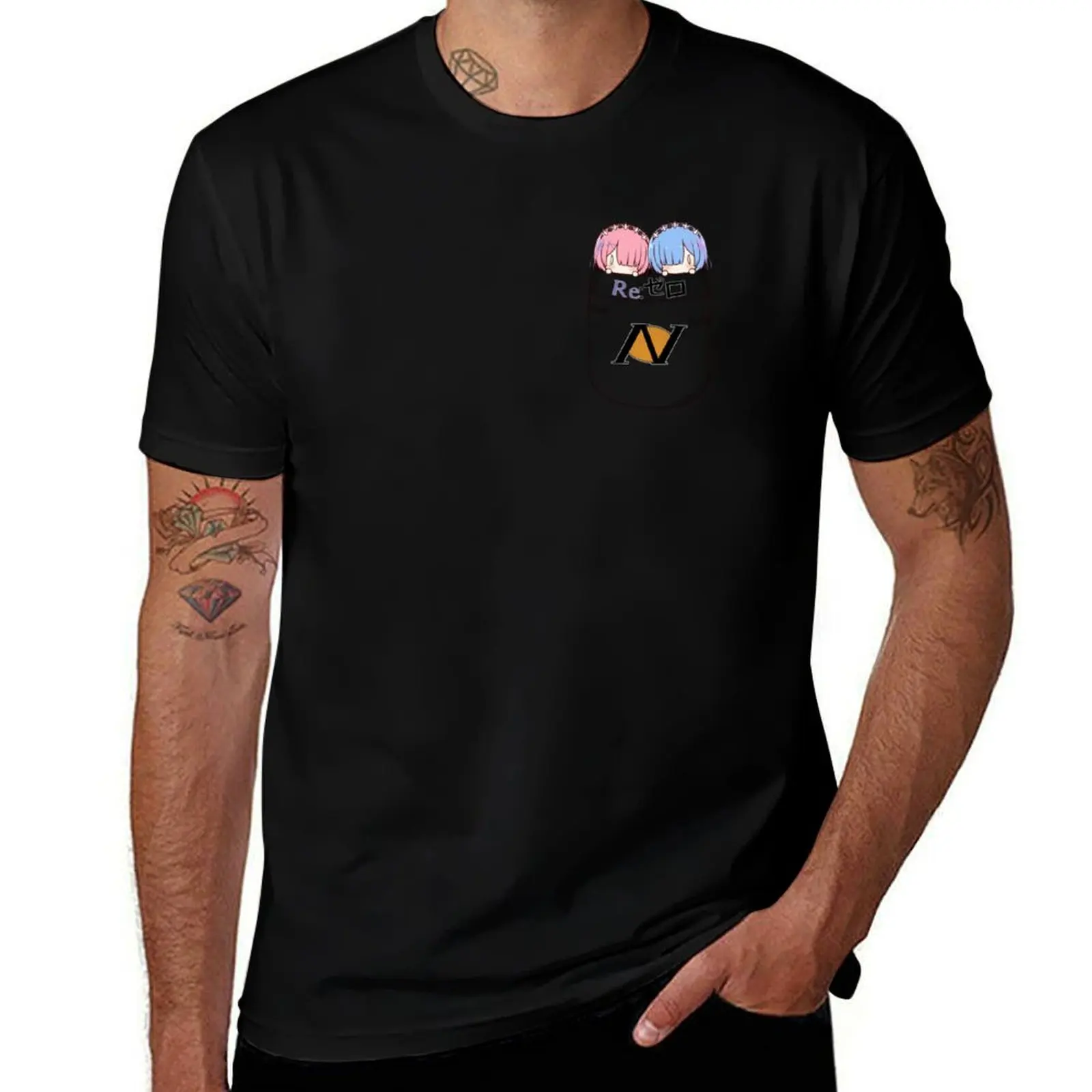 Mini Rem and Ram Pocket T-Shirt Gym Wear Breathable Short Sleeve Tee