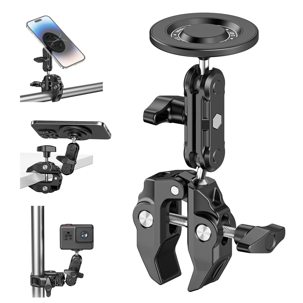Magnetic Super Clamp Camera Clamp Mount Monitor 360 Ballhead Magic Arm Adapter w1/4