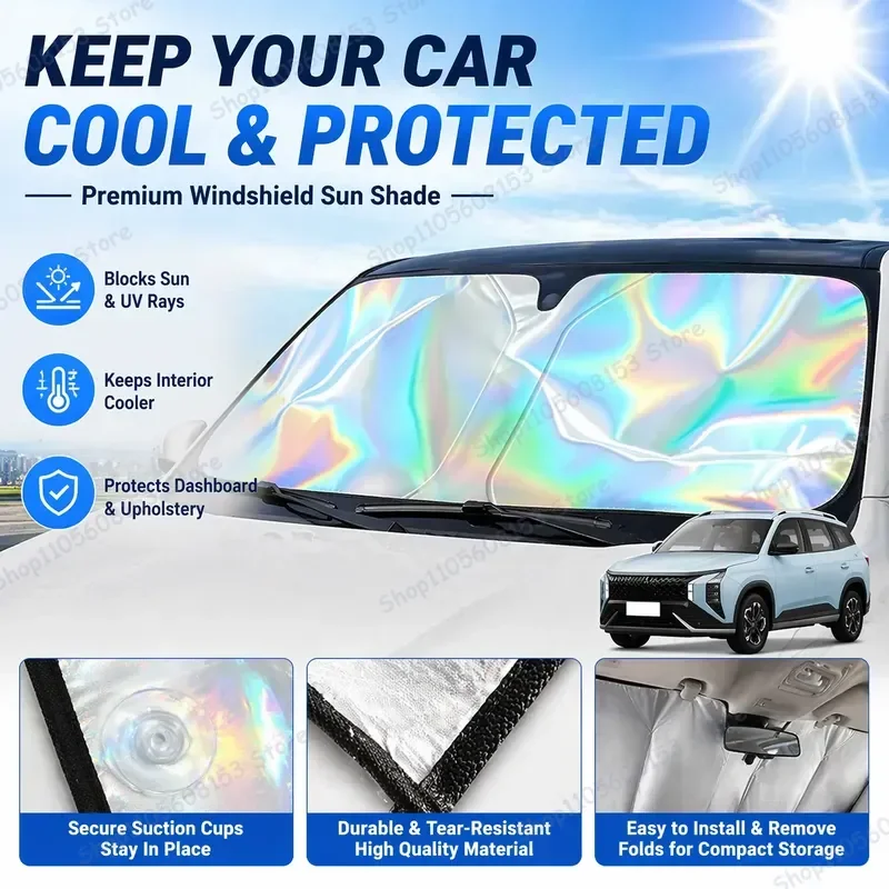 For Hyundai iX35 Foldable Front Windshield Sun Shade UV Reflective Heat Blocking Car Sunshade Interior Accessory Cooling