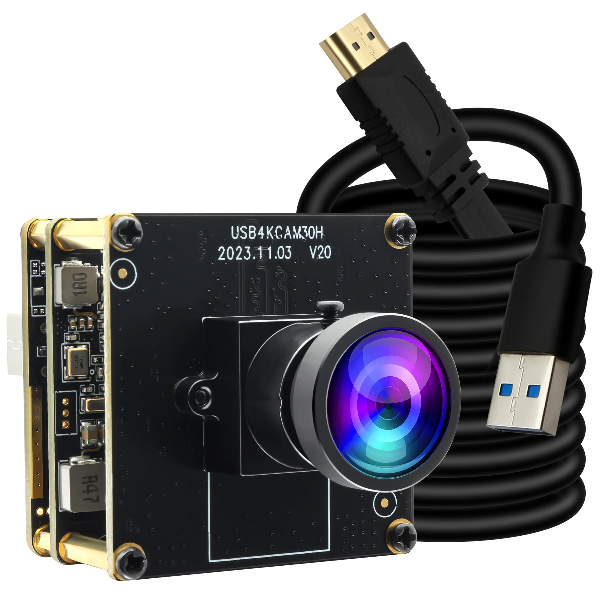 4K USB 3.0 USB Camera H.264 No Distortion Lens CMOS IMX415 1080P 60fps Webcam Module Digital Zoom Camera for Live Streaming