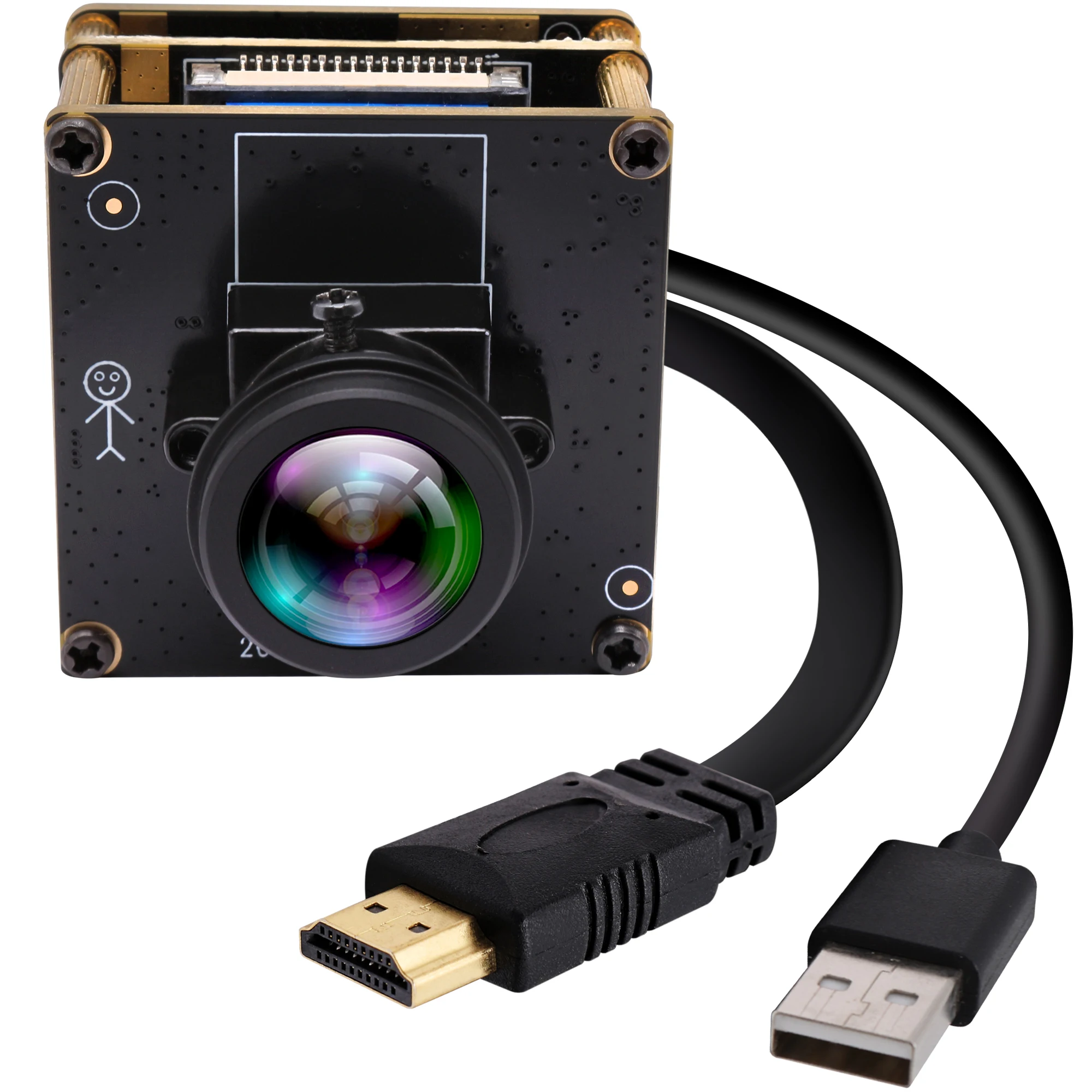 HDMI & USB 2.0 Camera HDMI 1080P 30fps USB 4K 30fps Webcam Free Driver 180 Degree Wide Angle Camera 2X Digital Zoom