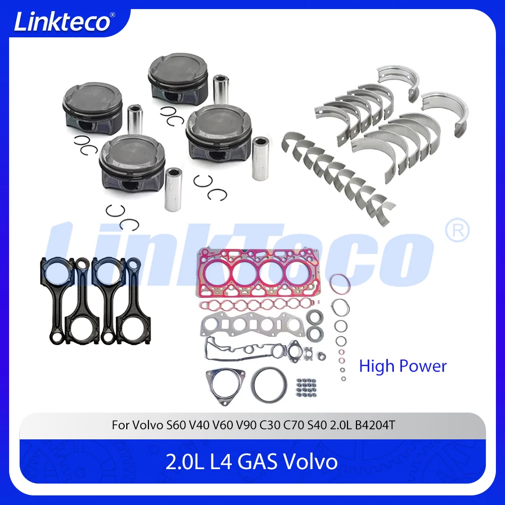 4pcs Engine Repair Kit Full Gasket Connecting Rod Set Fit 2.0 T L B4204T11 For Volvo S60 V40 V60 V90 C30 C70 S40 2.0L B4204T