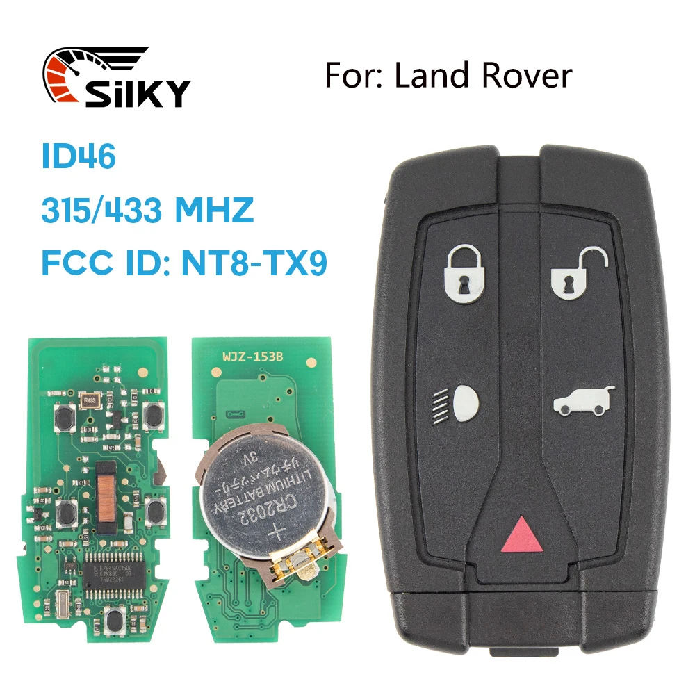 SilKY FCC ID: NT8TX9 5 Buttons 315Mhz/433Mhz Remote Smart Car Key Fob For Land Rover Freelander 2 3 LR2 Sport Fit Range