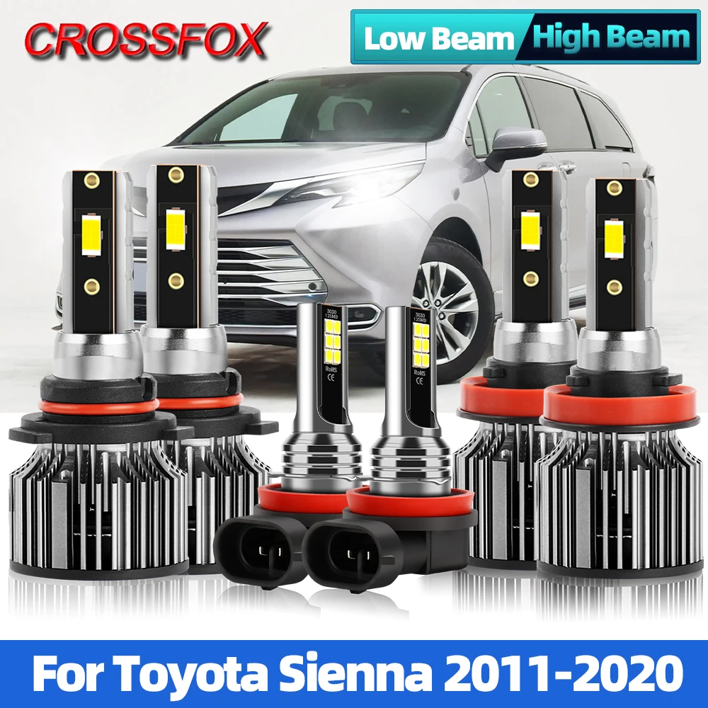 H11 LED Headlight Bulb Canbus 9005 HB3 Auto Fog Light Car Lamp 12V 6000K For Toyota Sienna 2011-2015 2016 2017 2018 2019 2020