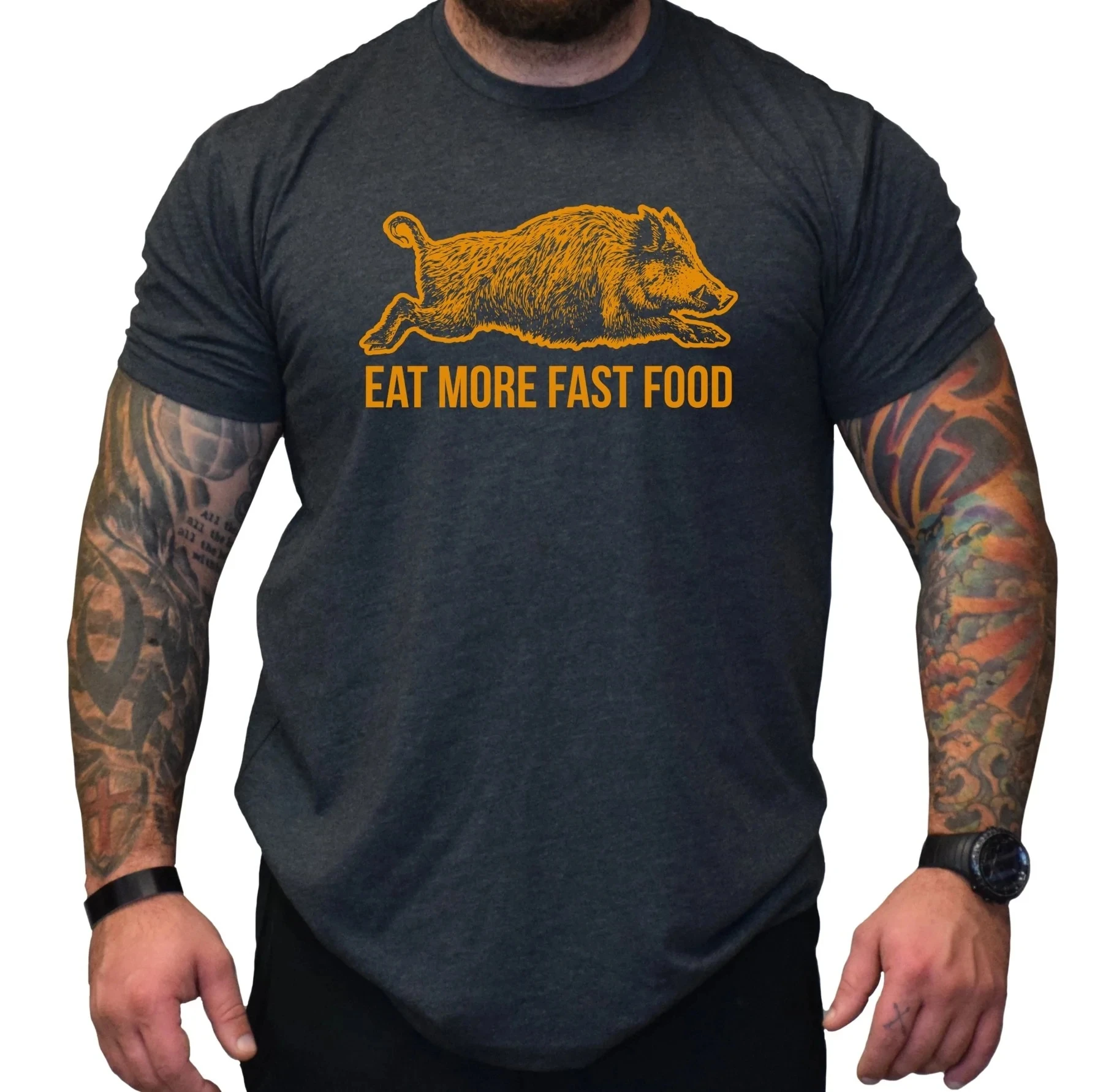 Eat More Fast Food - Hog Hunting T-Shirt 100% Cotton O-Neck Short Sleeve Summer Casual Mens T-shirt Streetwear