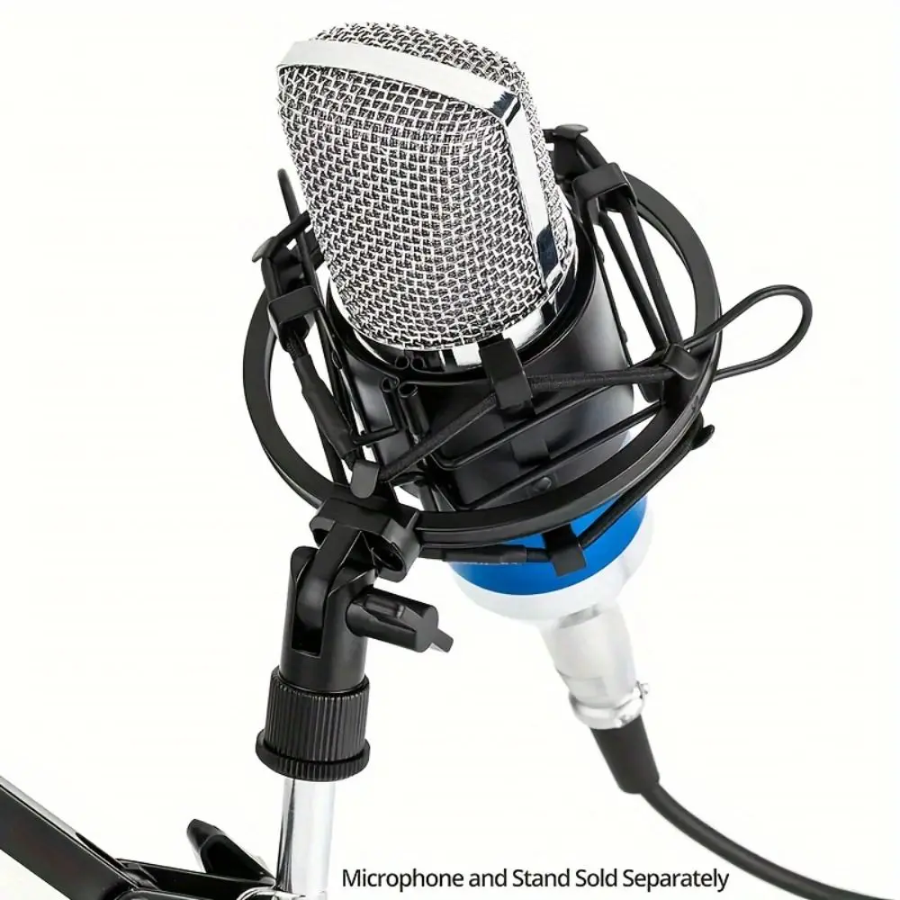 Adjustable Metal Microphone Shock Mount Black/Silver Reduce Noise Microphone Mount Holder Shockproof Durable
