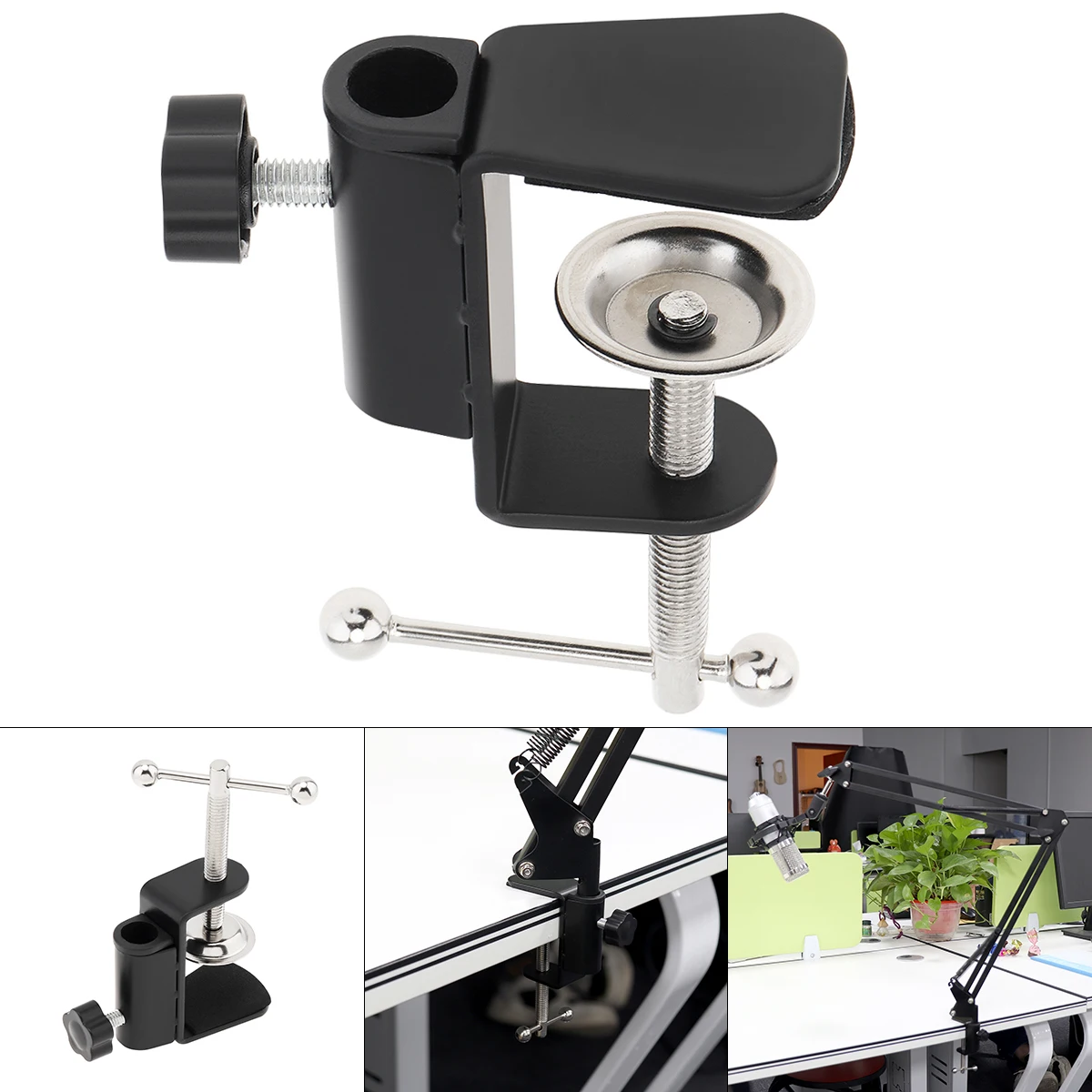 Universal DIY Adjusted Fixed Metal Bracket Clip for Microphone / Desk Lamp / Broadcast Silicone Pad Design