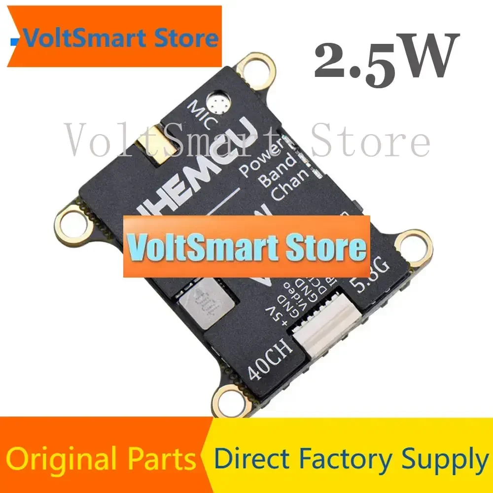 VoltSJHEMCU 2.5W VTX 5.8G 40CH Adjustable FPV Transmitter Built-in Microphone Heat Sink 2-6S 30X30mm For RC Airplane FPV Long Ra