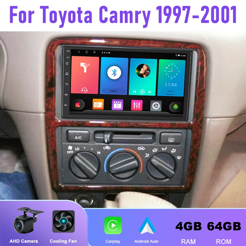 7'' 4+64GB For Toyota Camry 1997-2001 Car Radio Android 15 Auto Support Wireless Apple Carplay Stereo Google Map Rear Camera
