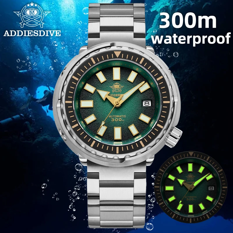 ADDIESDIVE Men's Diver's Watches 300m Sapphire Glass Super Luminous Calendar NH35A Automatic Mechanical Wristwatch Luxury Watch
