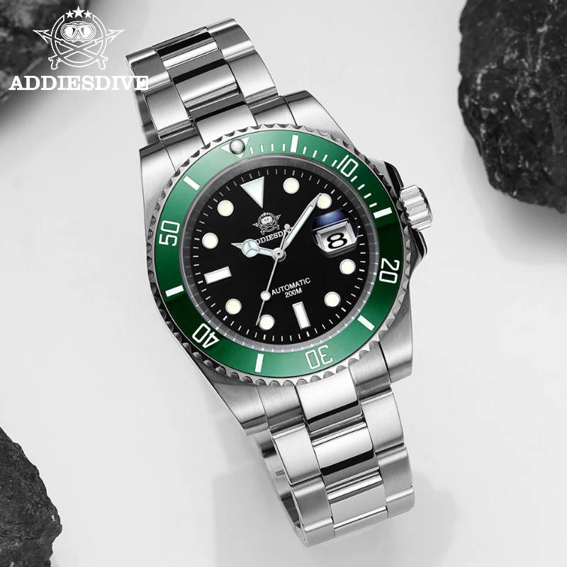 ADDIESDIVE Man Watch Business and Luxury Watches Sapphire Glass Stainless Steel Waterproof Super Luminous Man Mechanical Watch