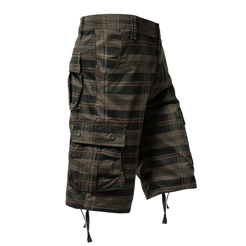 Men's Plaid Cargo Shorts Casual Sports Bermuda Camo Shorts for Men Classic Relaxed Fit Cargo Shorts Cotton Cool Shorts