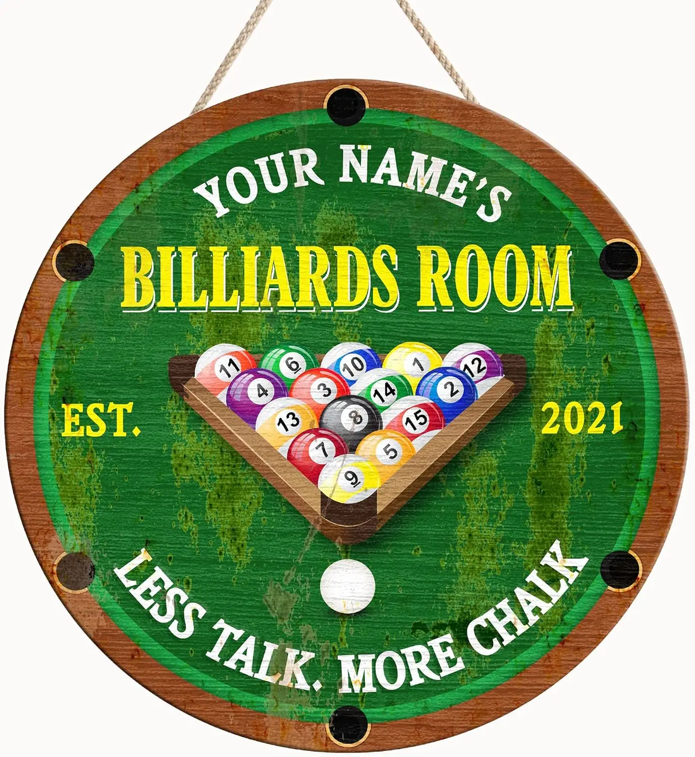 Custom Name Billiards Lounge Bar Pool Wooden Sign 12in Wall Art Plaque Pool Table Room Decorations Poker Dart Recreation Room