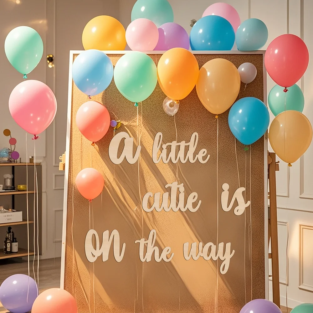 A Little Cutie Is On The Way Wood Sign - Baby Shower Backdrop, Gender Reveal Decor, Nursery Wall Art (4mm Wood)