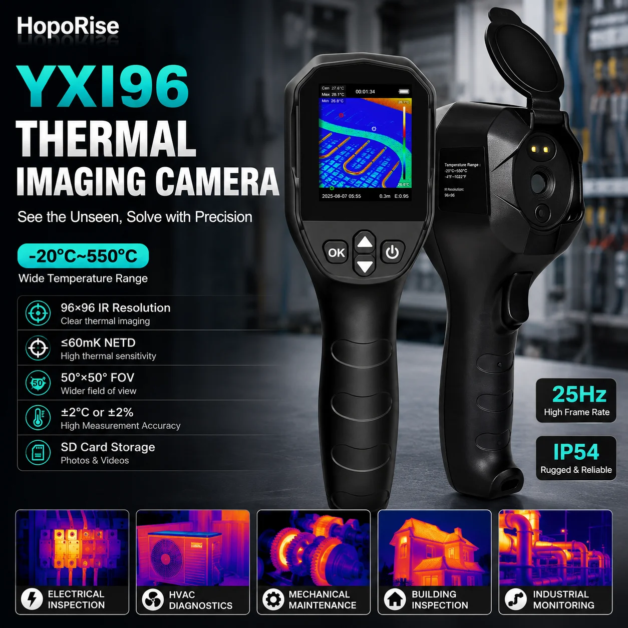 Thermal Imaging Camera Gun, Infrared Thermometer Imager 240×240 TISR Resolution, -4°F to 1022°F for HVAC with Tripod Mount