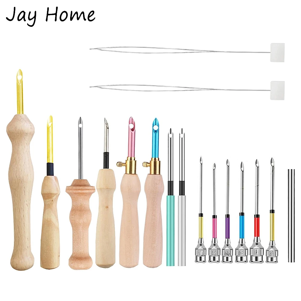 Punch Needle Kit Wooden Embroidery Pen Punch Needle Sets for DIY Craft Stitching Applique Embellishment Rug Making Kit DIY Kits