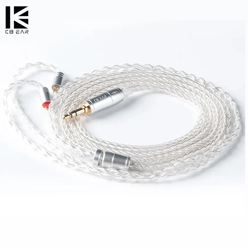 KBEAR 8 Core Upgraded Silver Wired Earphone Cable 2PIN/MMCX/QDC Gaming Headphones Earbuds Headset KBEAR KS1 KS2 TRI Meteor IEMs