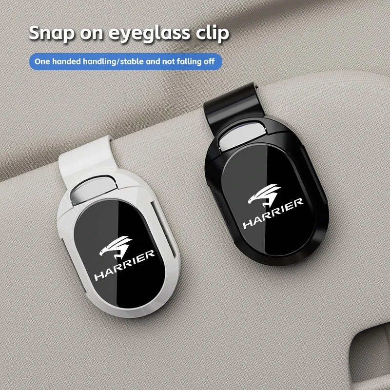 Car Glasses Holder Clamp PU Leather Sun Visor Glasses Holder Sunglasses Storage Clip Card for Toyota harrier Car Accessories